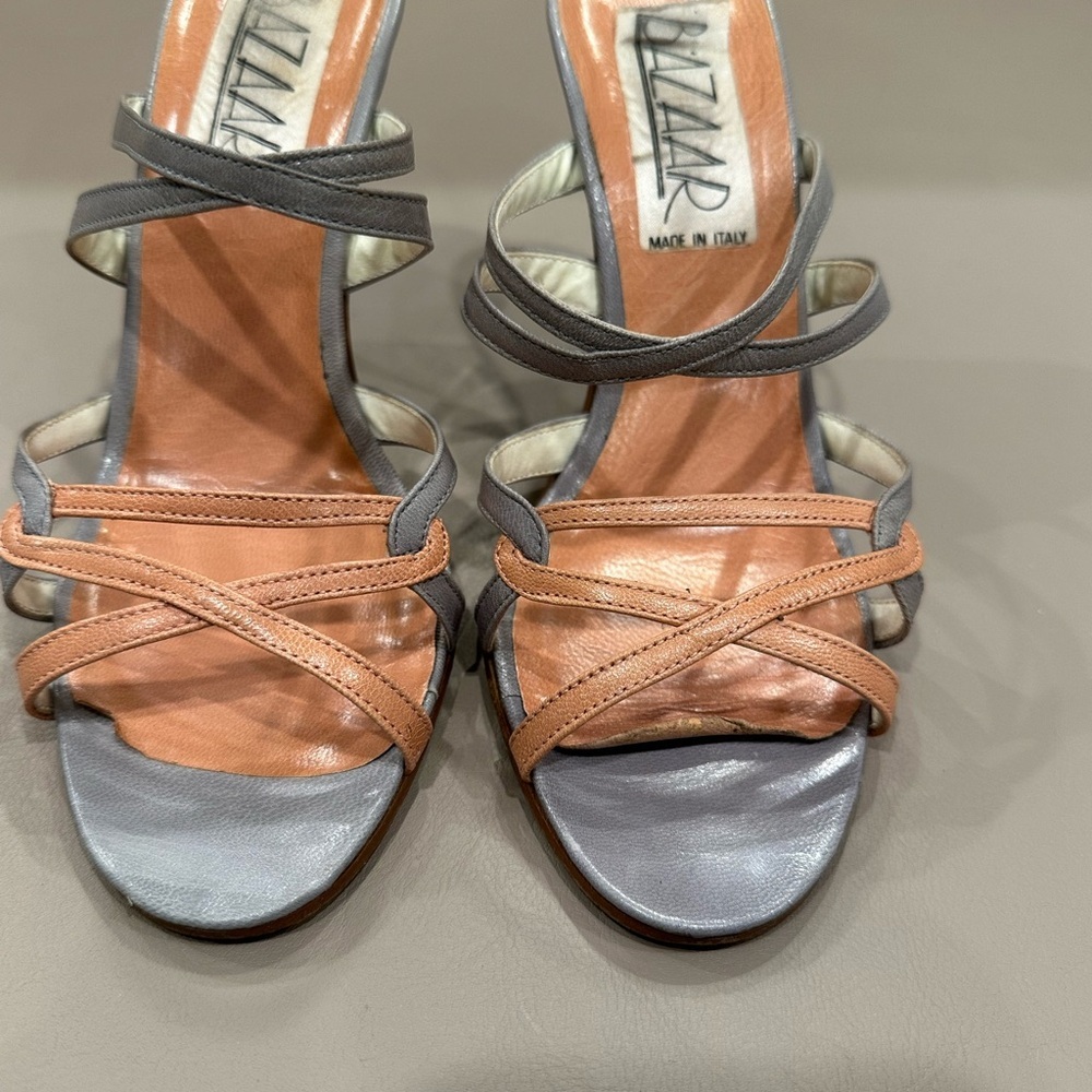 Peach and Silver Strappy High-Heel Sandals - Picture 5 of 7
